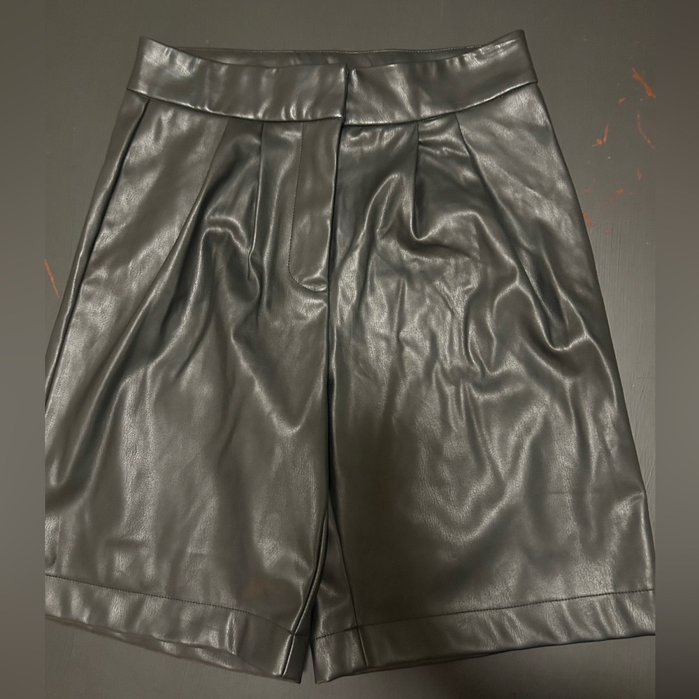 Black leather shorts